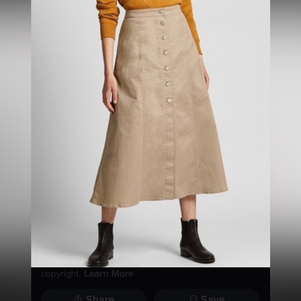Uniqlo Women’s Khaki Button-Front A-Line Skirt NWT Size 8